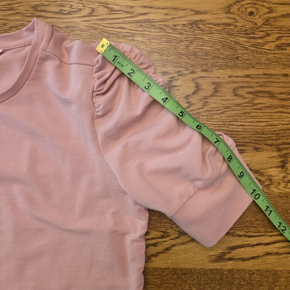 Rose Pink Small Puff Sleeve Ruched Top Soft Cotton Blend Cottage Core Girlhood